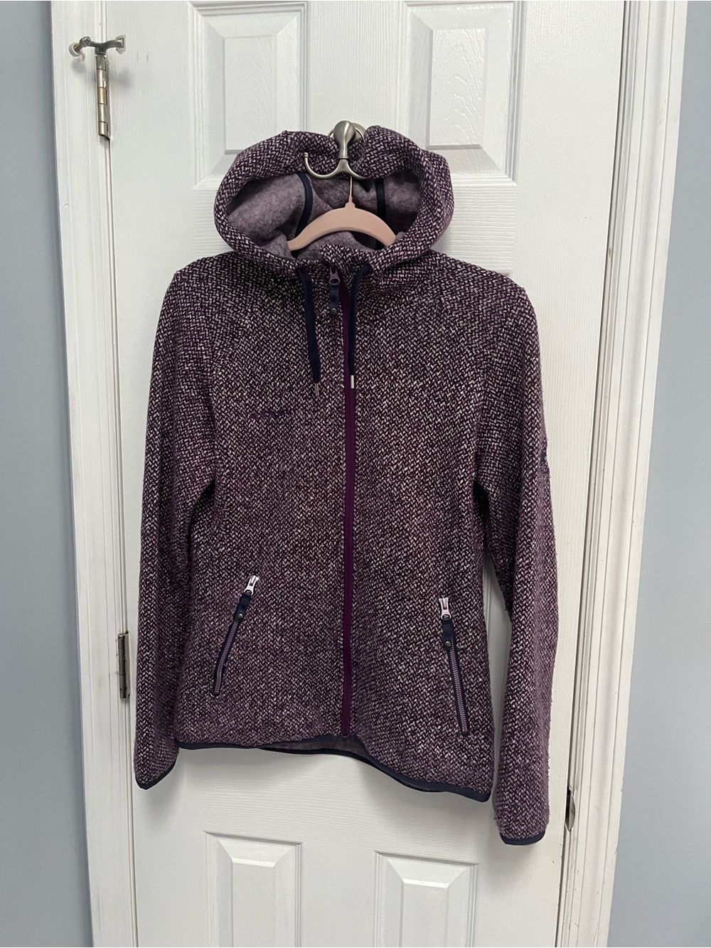 Mammut purple Chamuera Medium Hooded Jacket Women tweed knit full-zip Sweatshirt